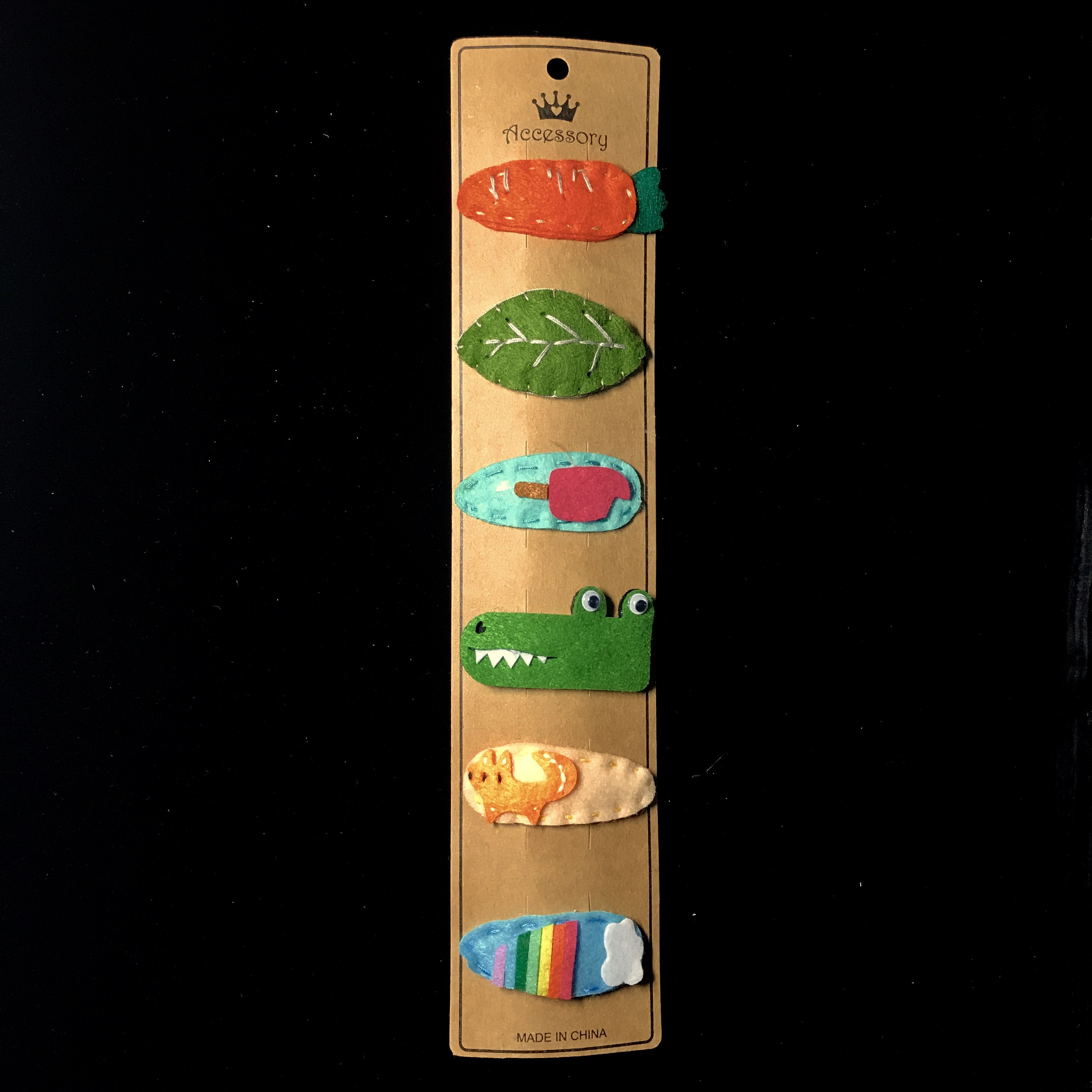 发夹卡 BB夹卡片 六对发夹卡 牛皮字 皇冠卡头