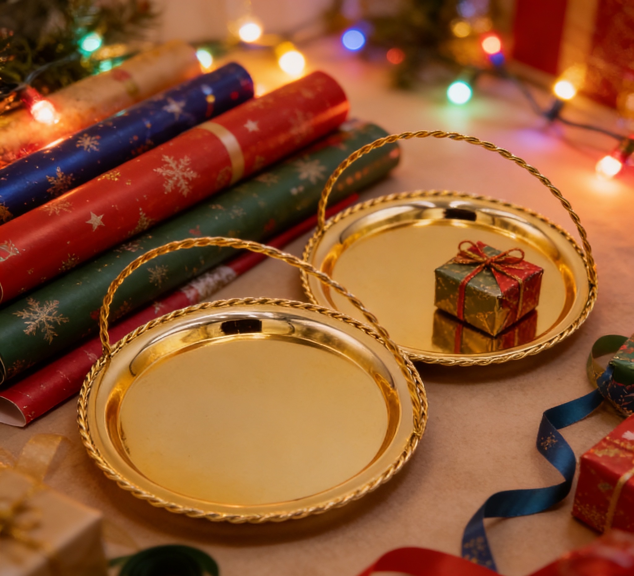 轻奢金属手提收纳托盘 金色银色桌面首饰化妆品整理盘工艺品详情图9