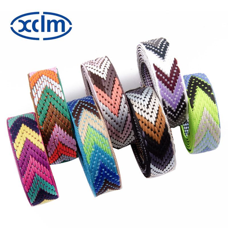 Seven-color thickened 2.2 jacquard woven ribbon, anti-slip binding strap, decorative ethnic shoe and hat accessory material, winding tape details Picture