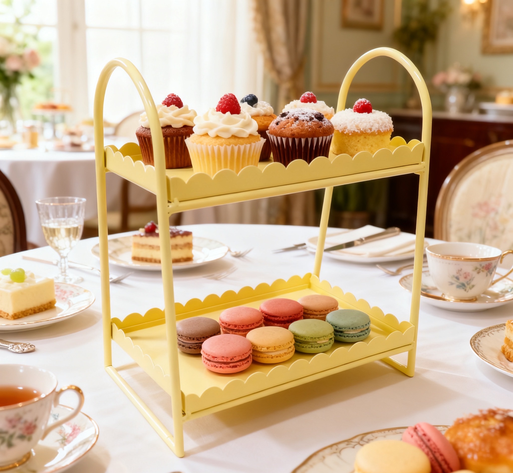 20年老厂金属双层收纳架 网红甜品店蛋糕点心陈列架定制