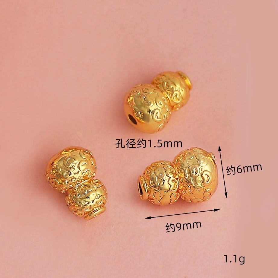 Wholesale of high-quality color-retaining PI Xiu, gourd, small ingot, beads, auspicious and lucky, 18K real gold plated diy bracelet accessories and materials detail image 3