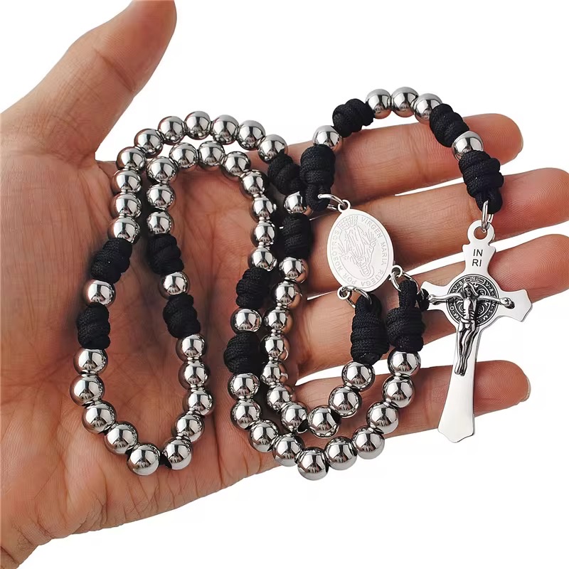 Factory direct sales of plastic rope knot head Jesus cross necklace Specification image