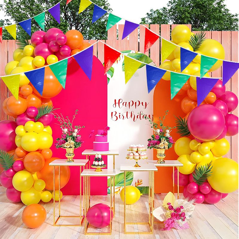 Colorful flags, triangular flags, birthday party decoration items, PE festival flag-pulling and flag-stringing activity decorations, triangular colorful flags Item Picture