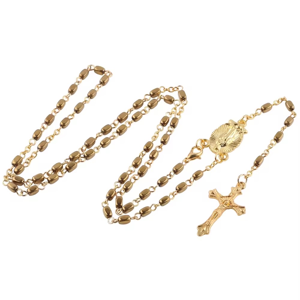 Factory direct sales of golden cross Jesus religious jewelry necklace details Picture