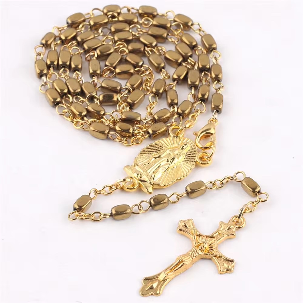 Factory direct sales of golden cross Jesus religious jewelry necklace Specification image