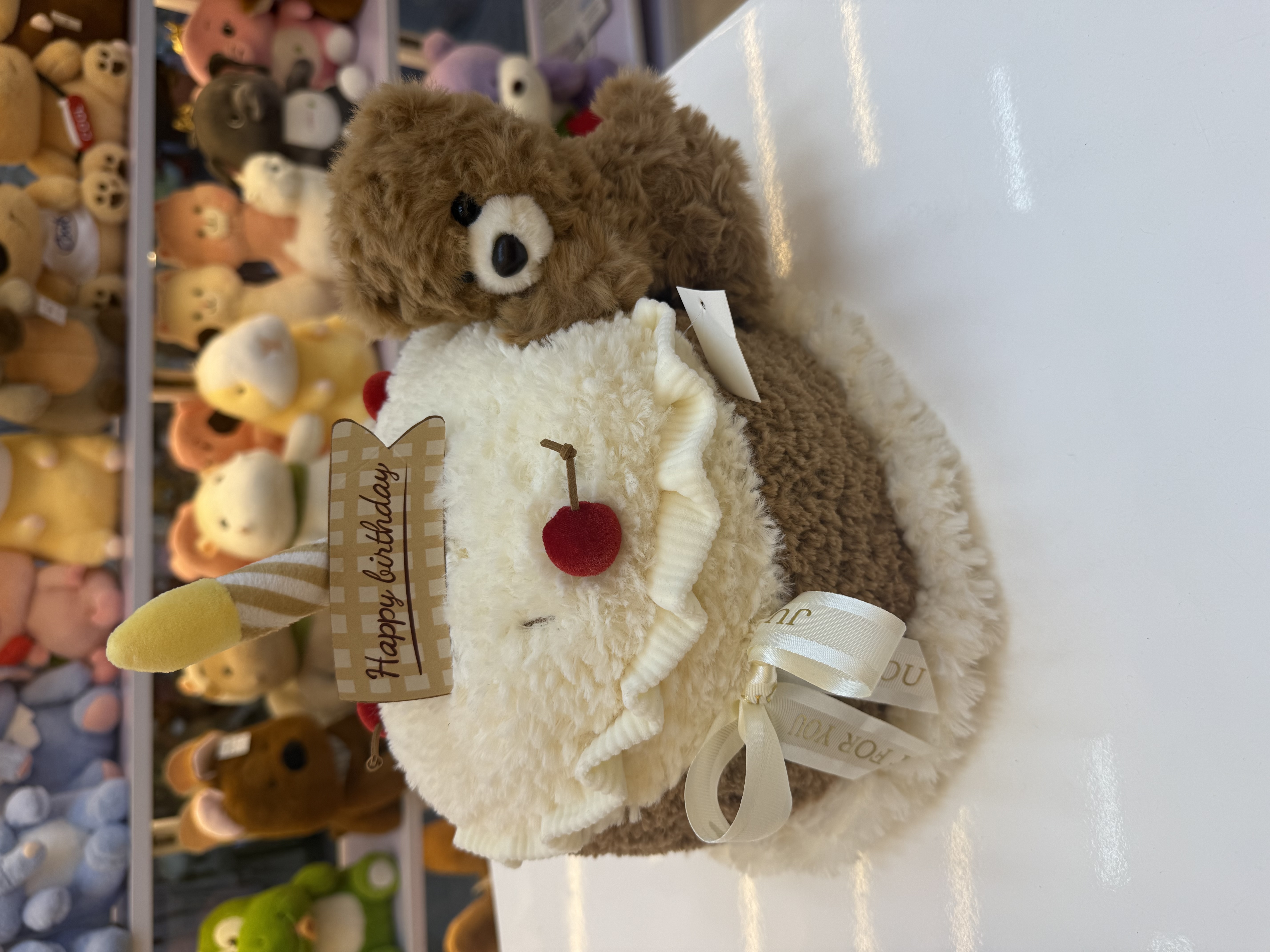 Happy Birthday蛋糕造型毛绒玩具 小熊伴手礼生日装饰玩偶 软萌治愈系礼物毛绒玩具