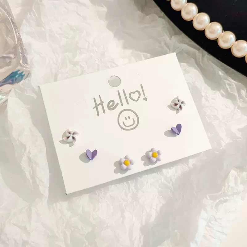 新款爆款糖果色仿银针陶瓷耳钉套装夏季小巧可爱ins风学生耳环女时尚创意简约时尚简约