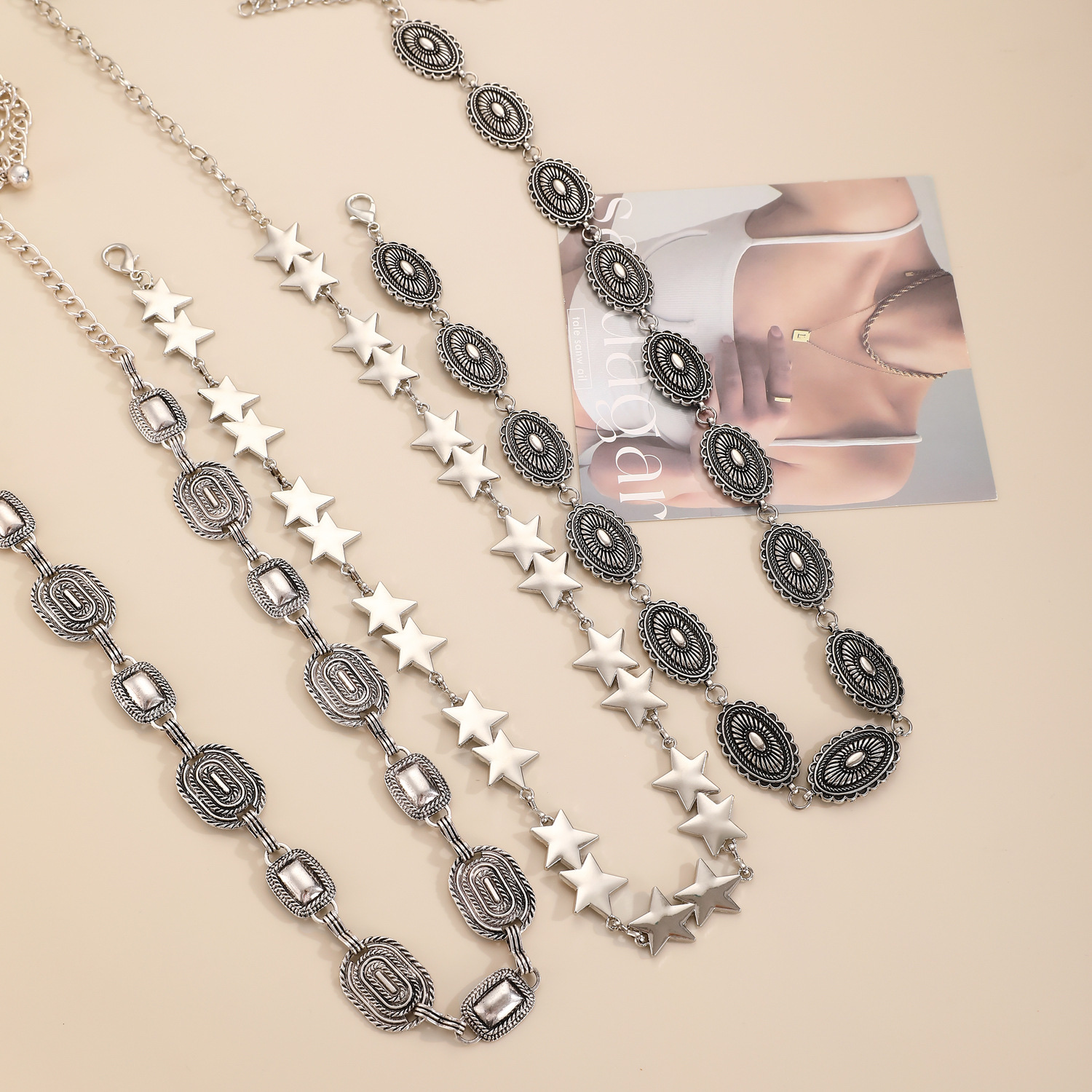 镇店之宝腰链女士装饰细腰带简约百搭配连衣裙银色民族风铁链时尚裙带流苏 