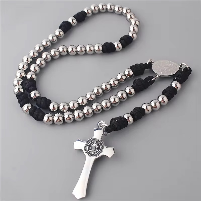 Factory direct sales of plastic rope knot head Jesus cross necklace details Picture