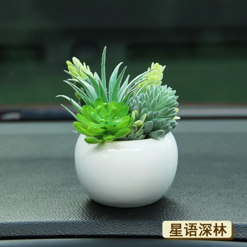 2025车内车载摆件车内饰汽车中控装饰仿真植物多肉盆栽桌面产品图