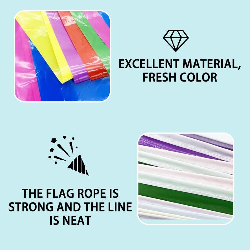 Colorful flags, triangular flags, birthday party decoration items, PE festival flag-pulling and flag-stringing activity decorations, triangular colorful flags Specification drawing