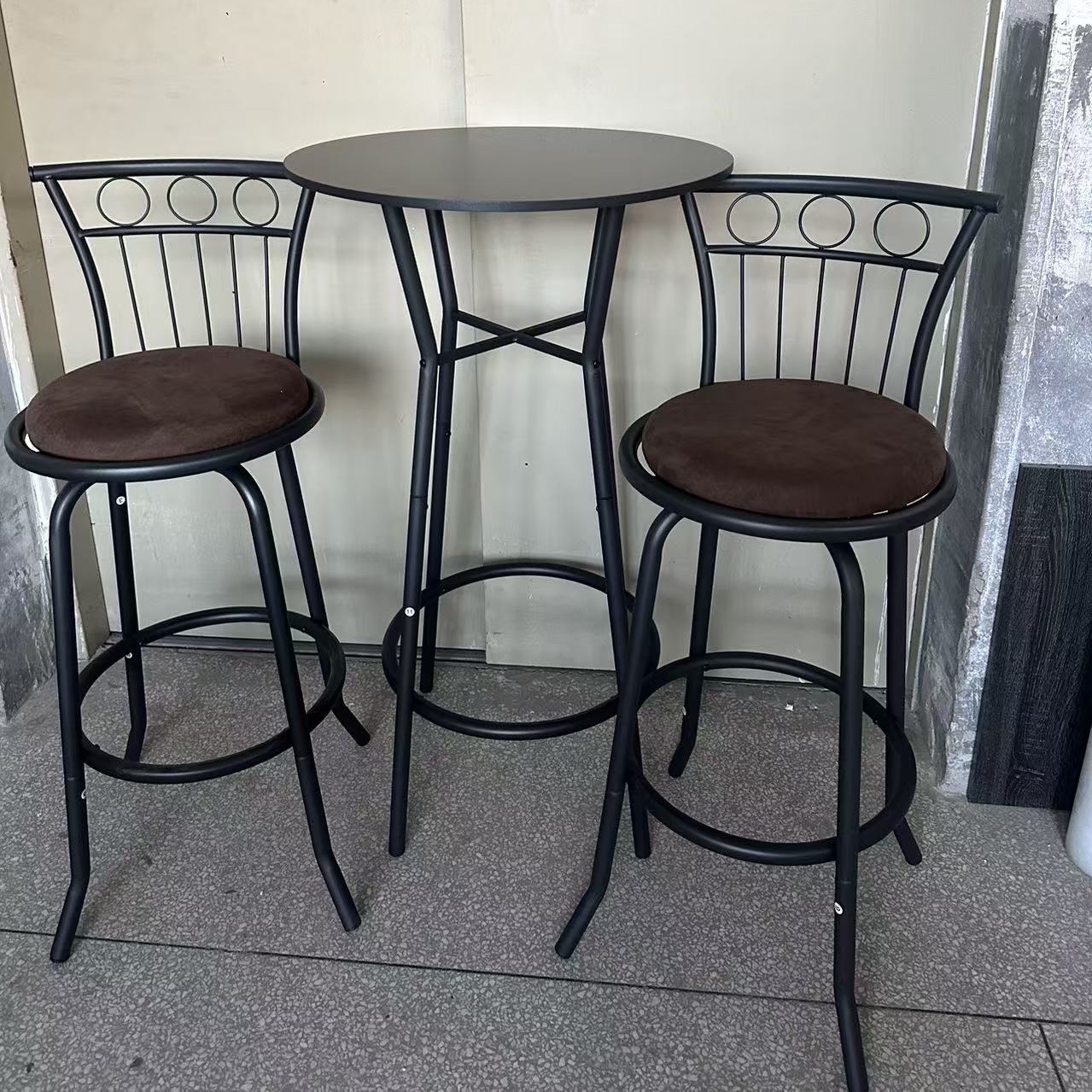 欧式休闲高脚桌椅酒吧咖啡厅餐厅吧台桌椅家用座椅套装细节图