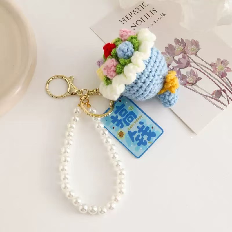 迷你手捧花钩织钥匙扣挂件手工钩织挂架毛线钩织定制挂件详情图11