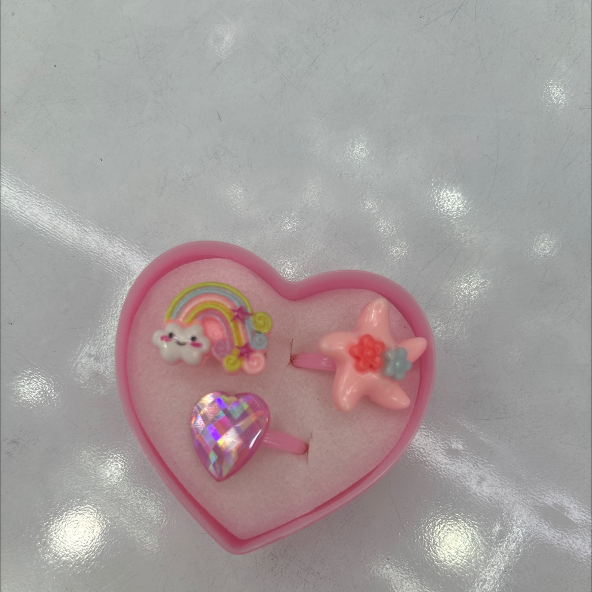 儿童彩虹戒指海星女宝宝戒子爱心组合饰品可爱爱心儿童装饰戒