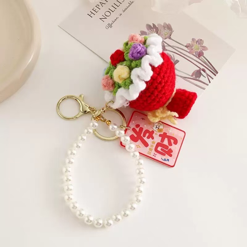 迷你手捧花钩织钥匙扣挂件手工钩织挂架毛线钩织定制挂件详情图16