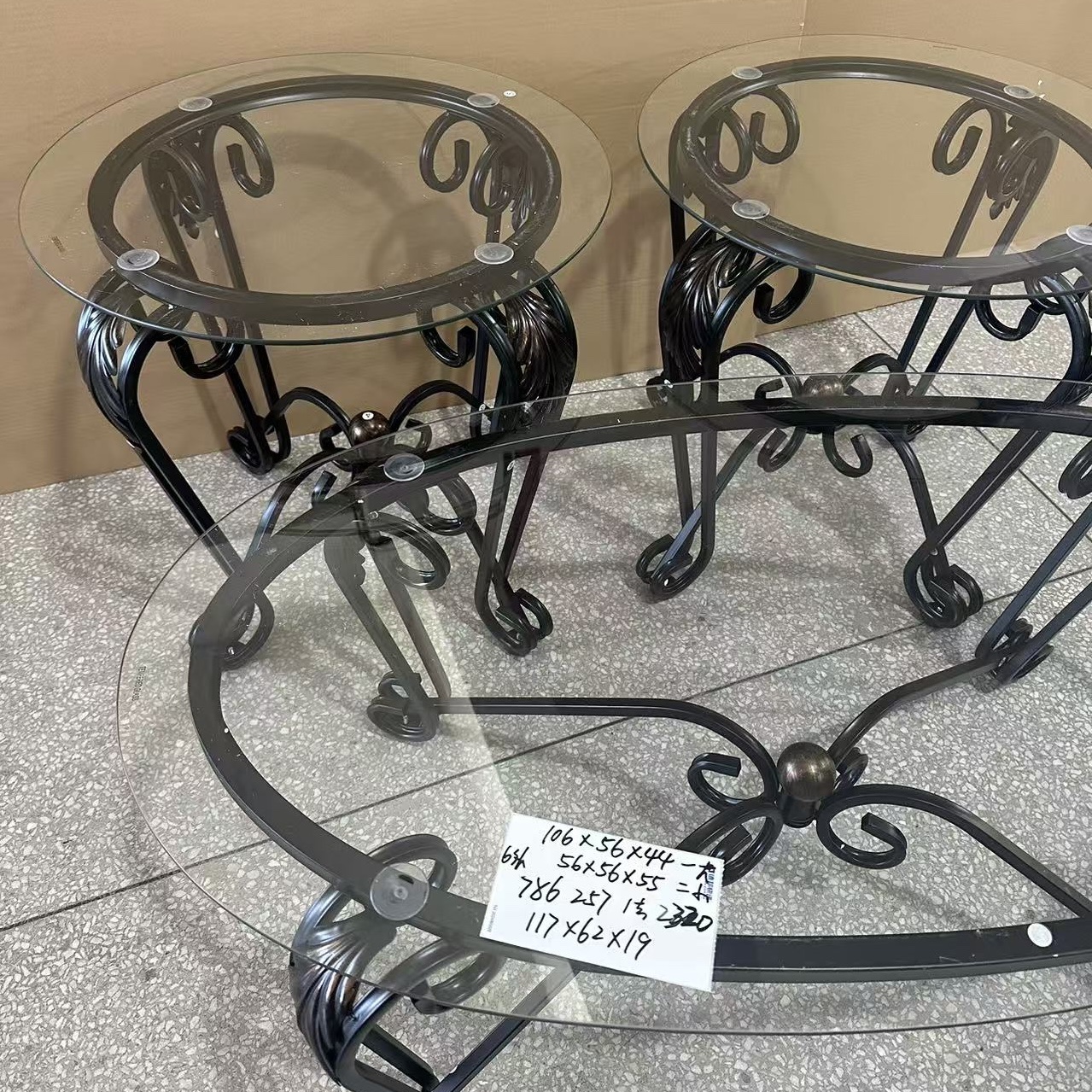 三件套简约欧式风格家用玻璃圆茶几沙发边角几边桌阳台花架花几详情图6