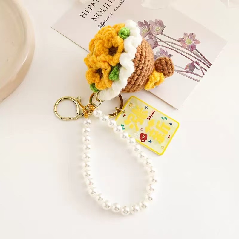 迷你手捧花钩织钥匙扣挂件手工钩织挂架毛线钩织定制挂件详情图19