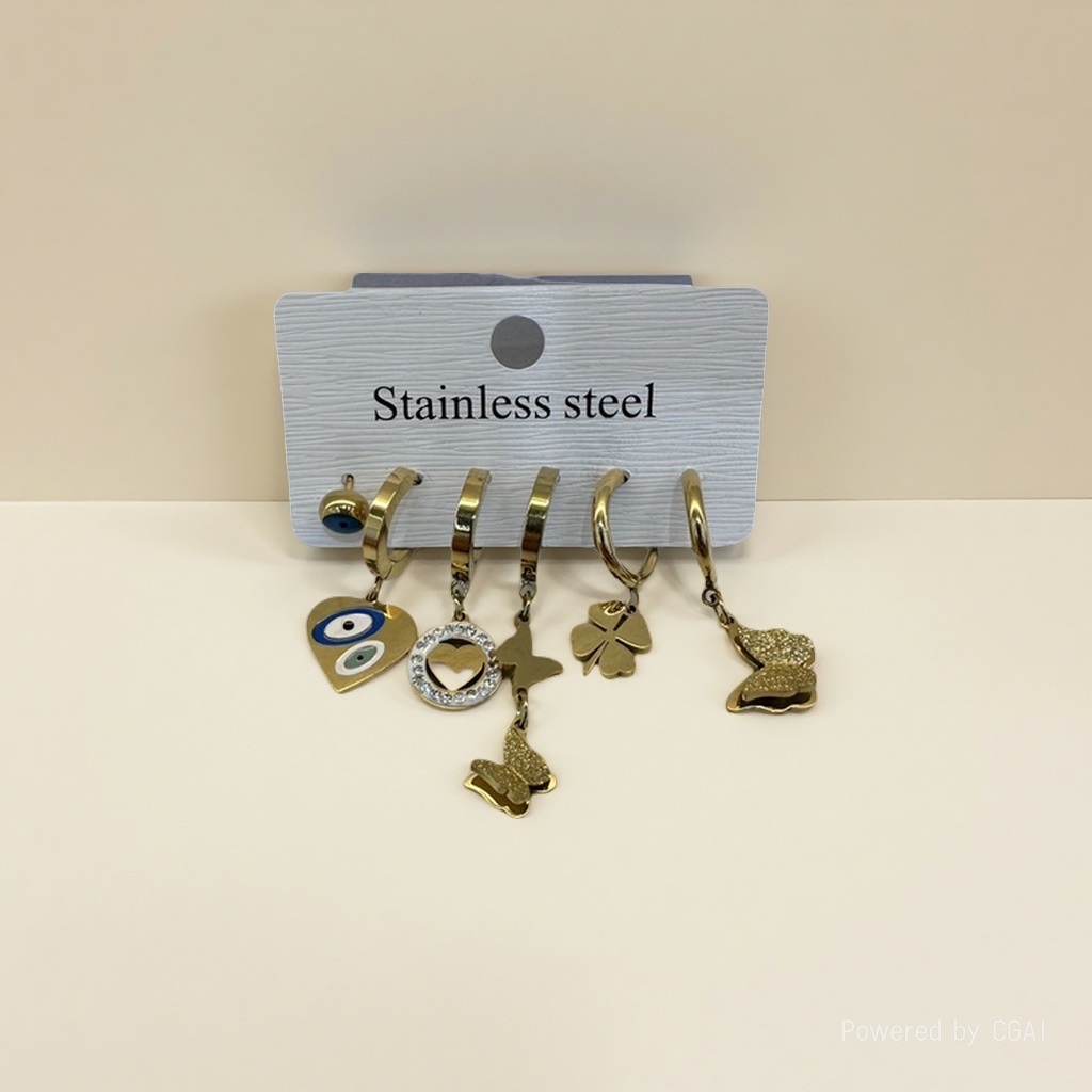 六件套耳钉时尚简约气质百搭耳饰女学生个性潮流耳环礼物赠品