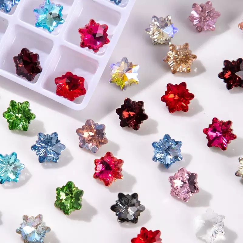 K9尖底10冰花异形玻璃雪花冰花婚纱首饰水晶服饰配件真空镀底水晶美甲钻细节图