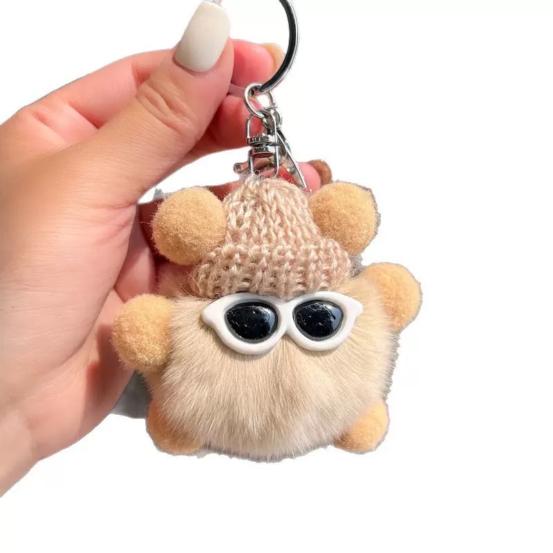仿獭兔毛小煤球精灵汽车钥匙扣挂件ins网红可爱毛绒公仔包包挂饰 详情图1