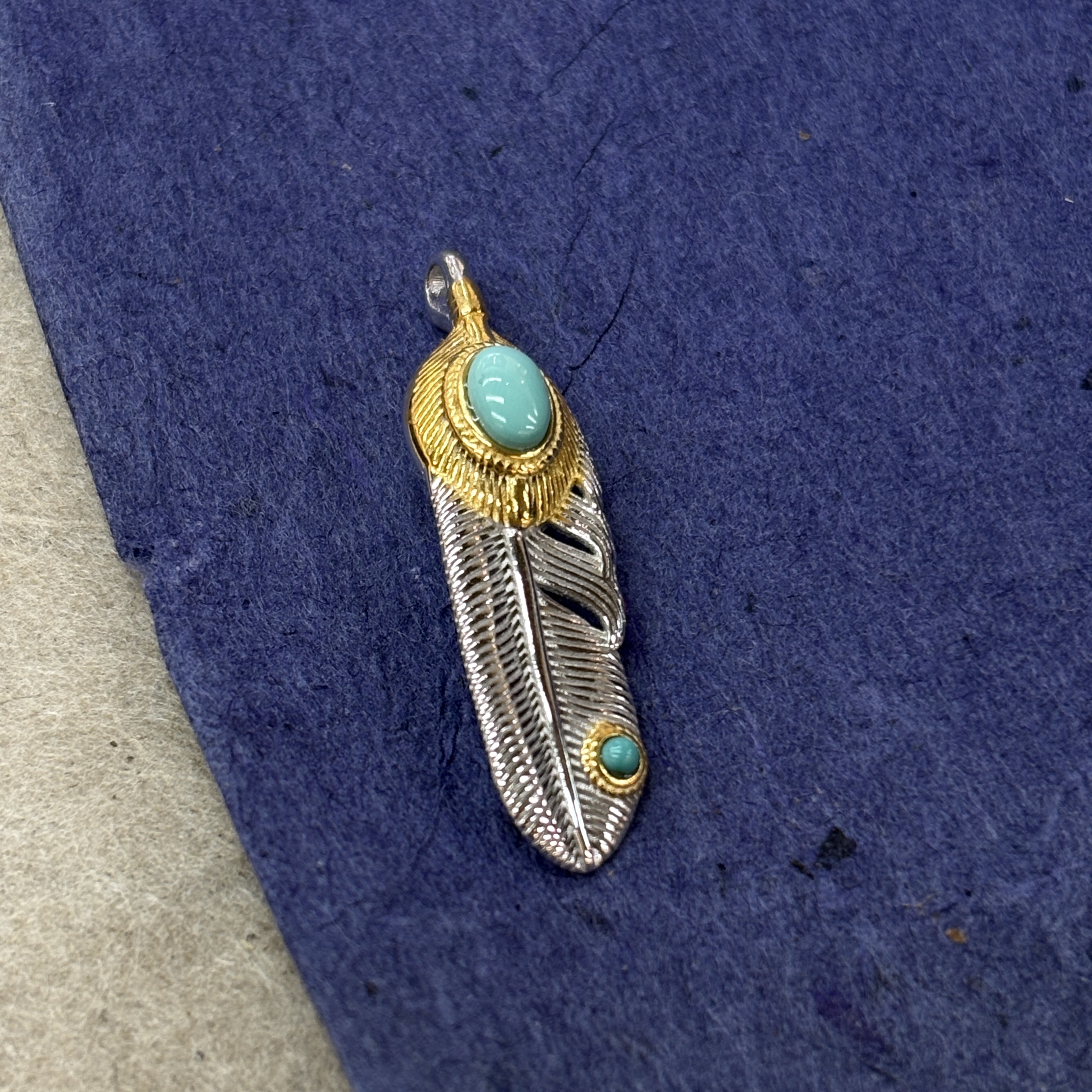 藏银镶嵌绿松石 朋克小众 手作原创