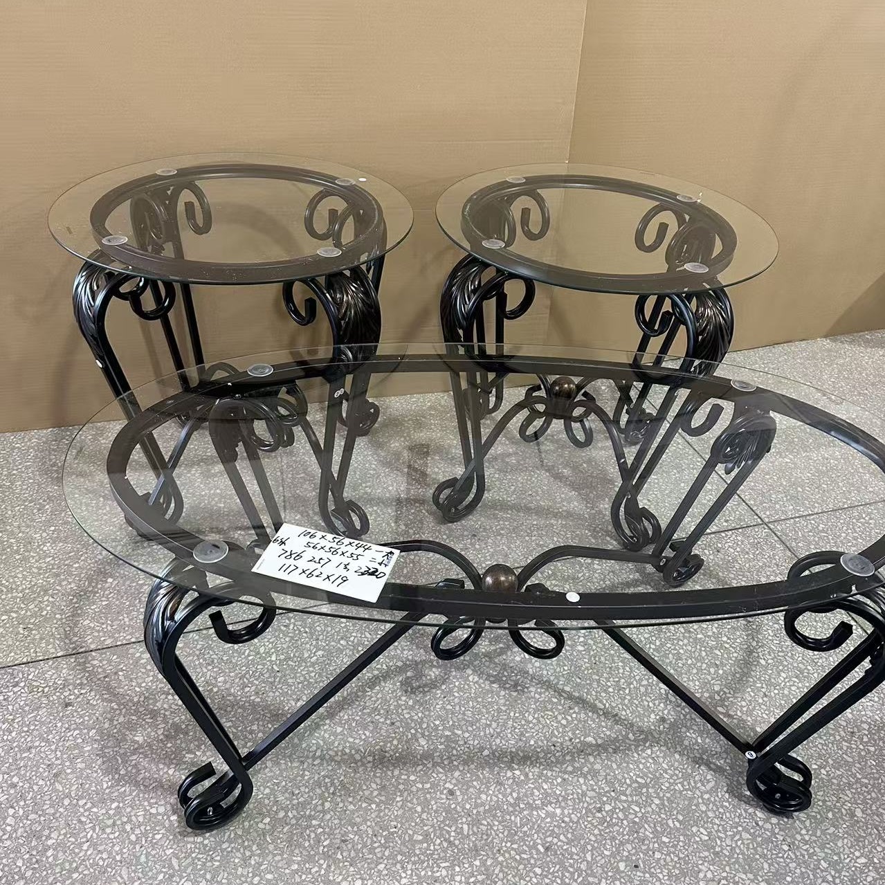 三件套简约欧式风格家用玻璃圆茶几沙发边角几边桌阳台花架花几详情图4