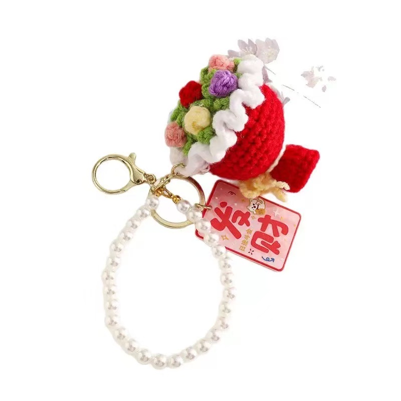 迷你手捧花钩织钥匙扣挂件手工钩织挂架毛线钩织定制挂件详情图14