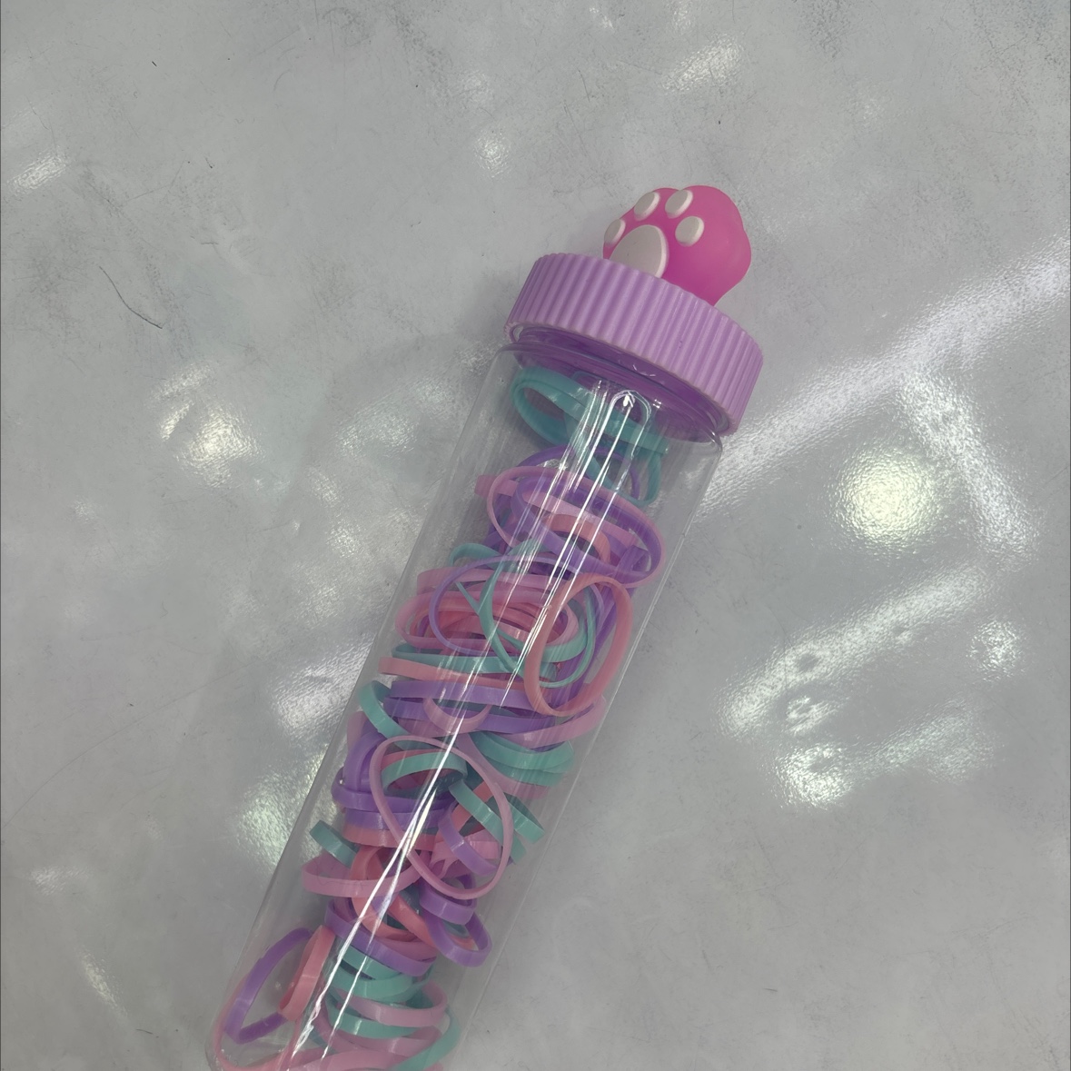 罐子小猫爪特厚皮圈发饰彩色强拉不断儿童皮筋可爱瓶装毛巾圈小樱桃粉色皮筋