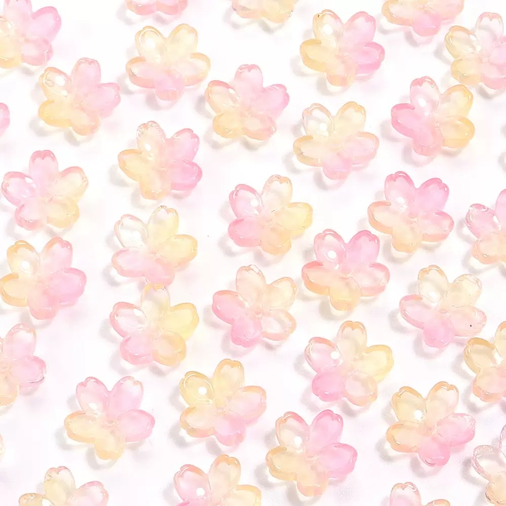 DIY handcrafted ancient-style headwear with small glass flowers of about 10mm and medium-sized holes. Materials for making hair accessories and hair clips Application Scenario
