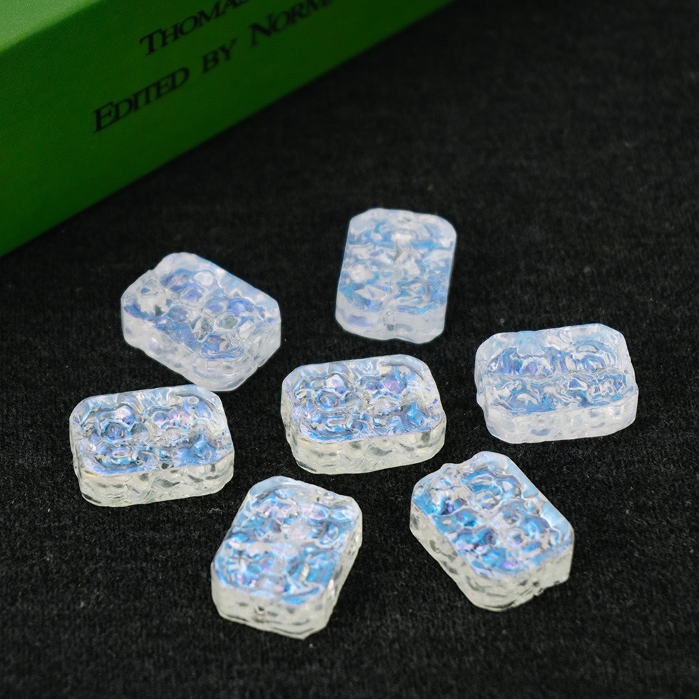 Glazed double-sided flower imitation jade retro flower plate straight hole rectangular flower piece diy bracelet, beaded necklace, handcrafted material hair accessory, hair clip accessory detail image 9
