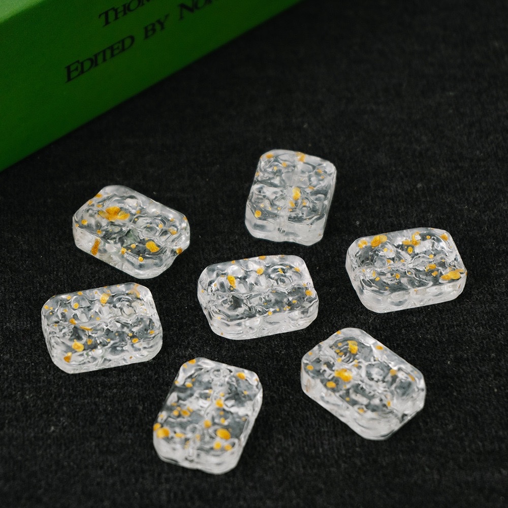 Glazed double-sided flower imitation jade retro flower plate straight hole rectangular flower piece diy bracelet, beaded necklace, handcrafted material hair accessory, hair clip accessory detail image 10