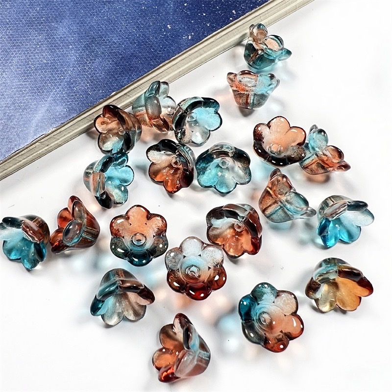 Houxiu 12*7mm wind chime flower horn glass small flower, ancient-style handcrafted diy hairpin, head accessory, pendant accessory, hair clip accessory, hair accessory Application Scenario