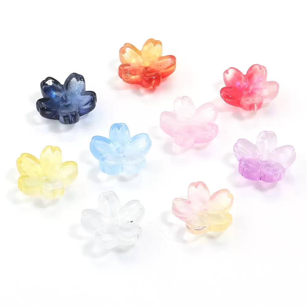DIY handcrafted ancient-style headwear with small glass flowers of about 10mm and medium-sized holes. Materials for making hair accessories and hair clips Specification image