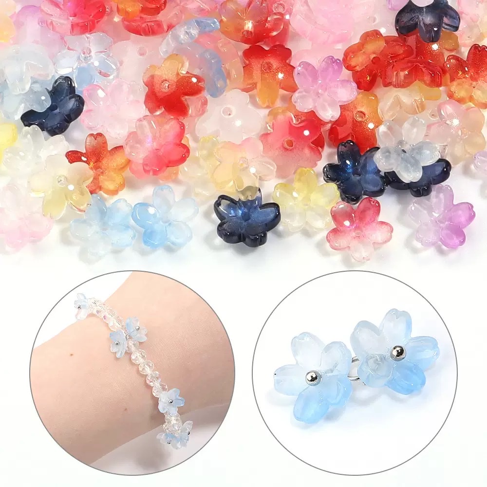 DIY handcrafted ancient-style headwear with small glass flowers of about 10mm and medium-sized holes. Materials for making hair accessories and hair clips detail image 2