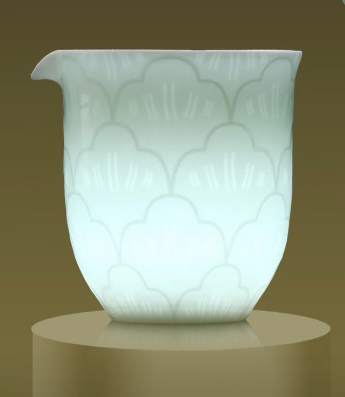 The semi-cut technique of "Shadow Green Jade Porcelain Peony Floating Emerald" by the Li family of pottery detail image 6