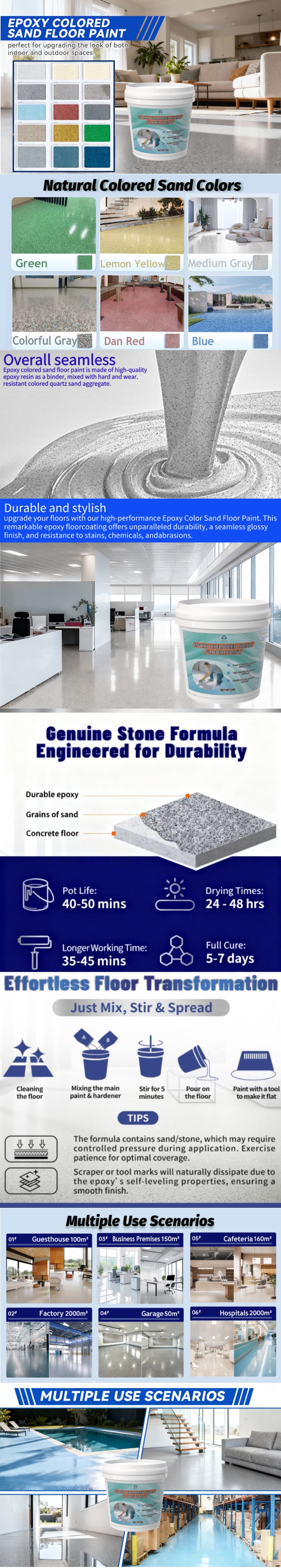 Epoxy colored sand floor paint, professional waterproof paint, chemical coating detail image 1