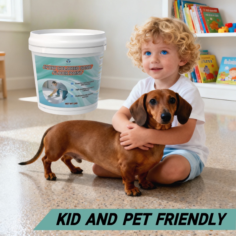 Epoxy colored sand floor paint, professional waterproof paint, chemical coating details Picture