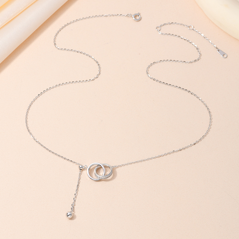 Influential Accessory S925 sterling silver collarbone chain, fashionable accessory, trendy, versatile and personalized necklace, double ring tassel necklace details Picture