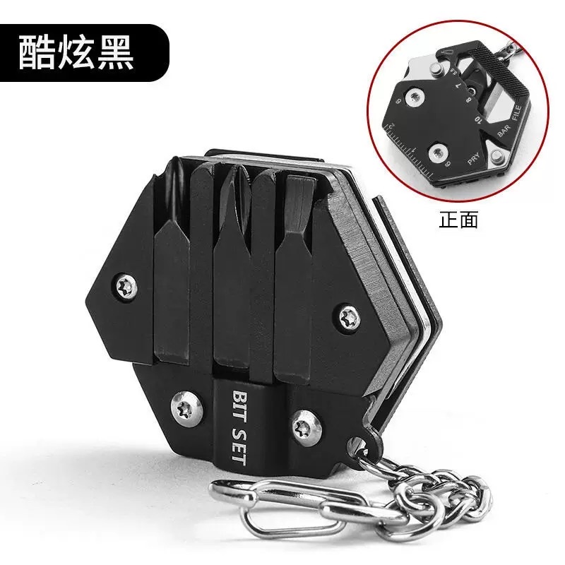 批发多功能六角硬币小刀硬币折刀户外EDC迷你螺丝批工具不锈钢钥匙扣 产品图