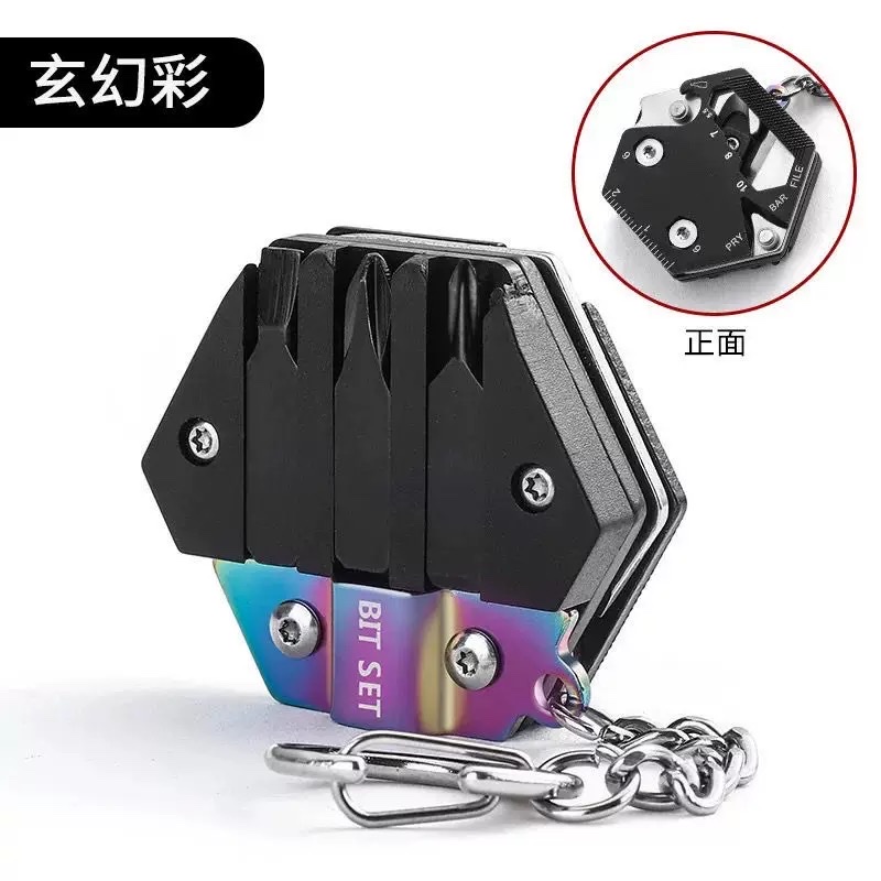 批发多功能六角硬币小刀硬币折刀户外EDC迷你螺丝批工具不锈钢钥匙扣 细节图