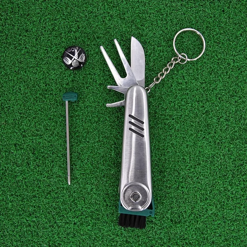 Wholesale new golf folding multi-functional knife, ball fork and stainless steel putting green fork tool accessories details Picture
