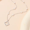 Influential Accessory S925 sterling silver collarbone chain, fashionable accessory, trendy, versatile and personalized necklace, pearl four-leaf clover pendant necklace details Picture