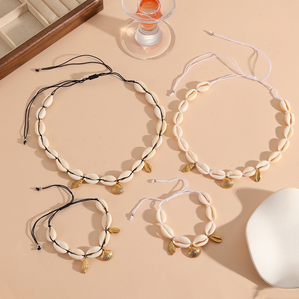 沙滩贝壳项链海星不锈钢项链项手饰套装饰品细节图