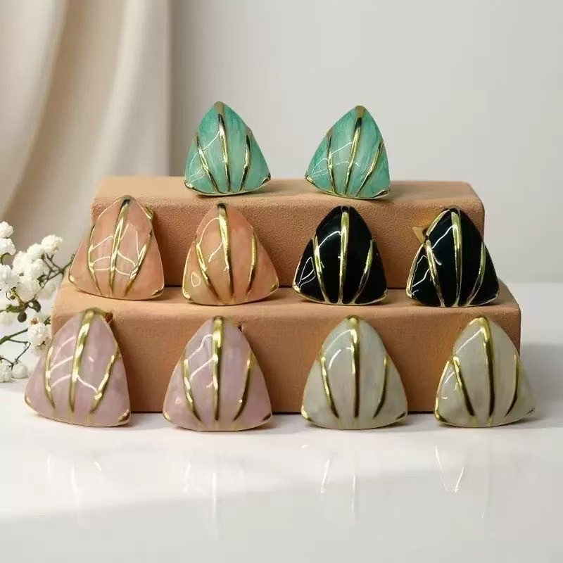 Fashionable oil ear stud earrings, stainless steel five-pointed star bow, dazzling, simple and elegant, women's ear stud accessories, versatile and trendy accessories details Picture