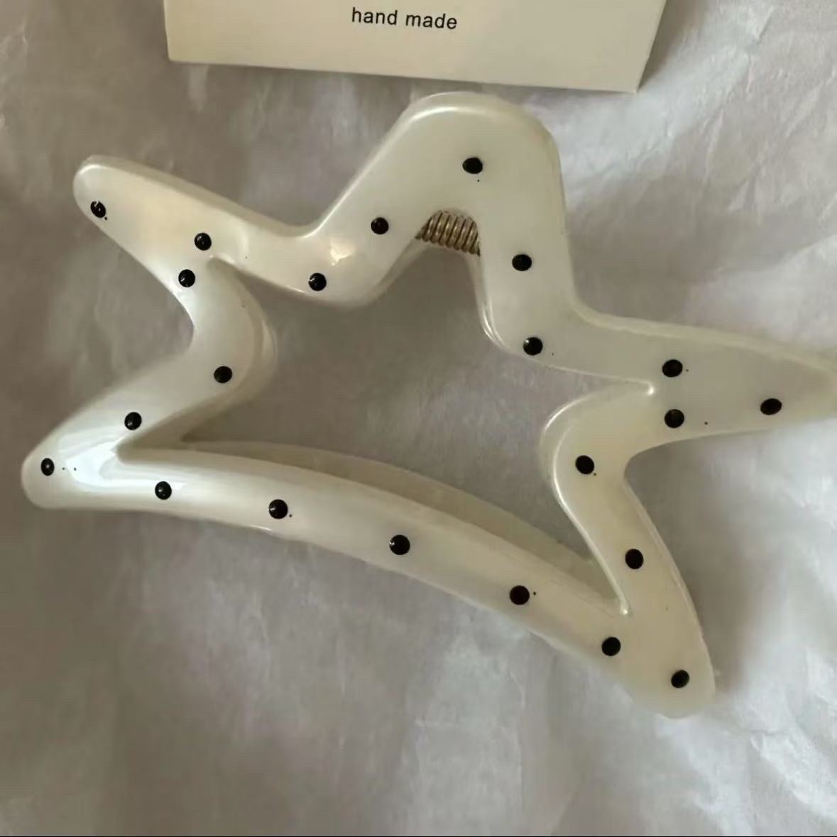 Japanese high-end, cute, transparent white polka dot fashion, multiple sweet, large, shark girl hair clip and hair accessory at the back of the head detail image 8