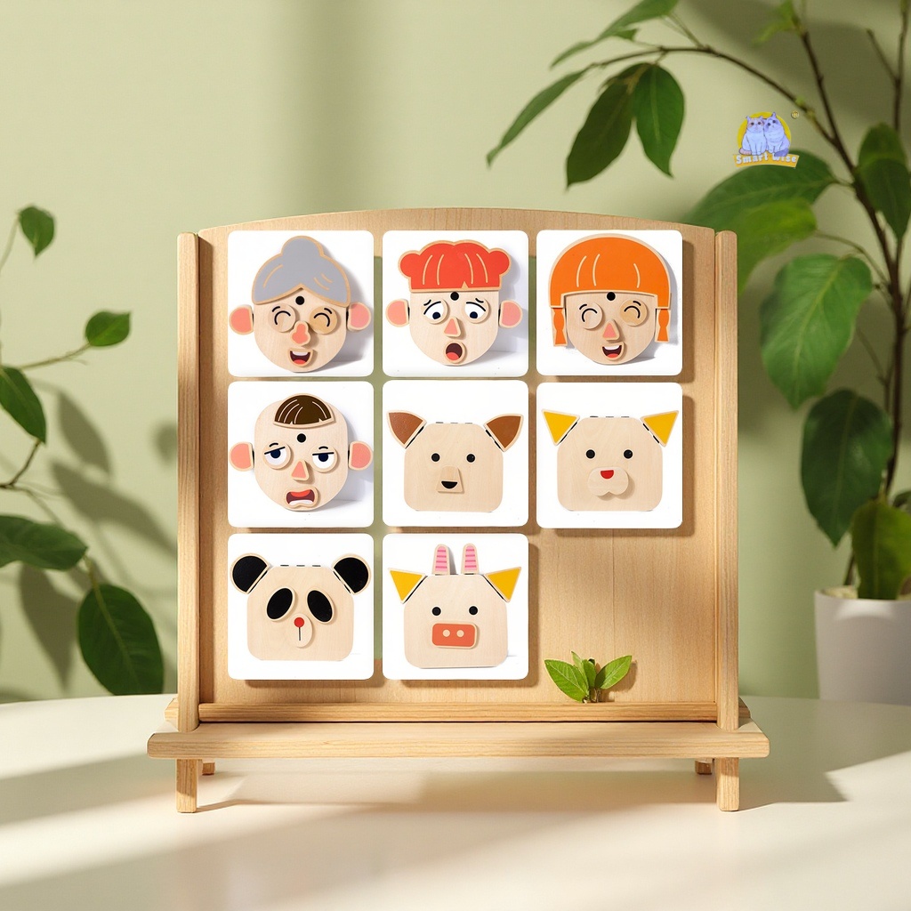 Wooden character face-changing jigsaw puzzle, educational toys for children, boys and girls, expression building blocks, 3-4-5 years old, 6 years old, factory wholesale Specification image