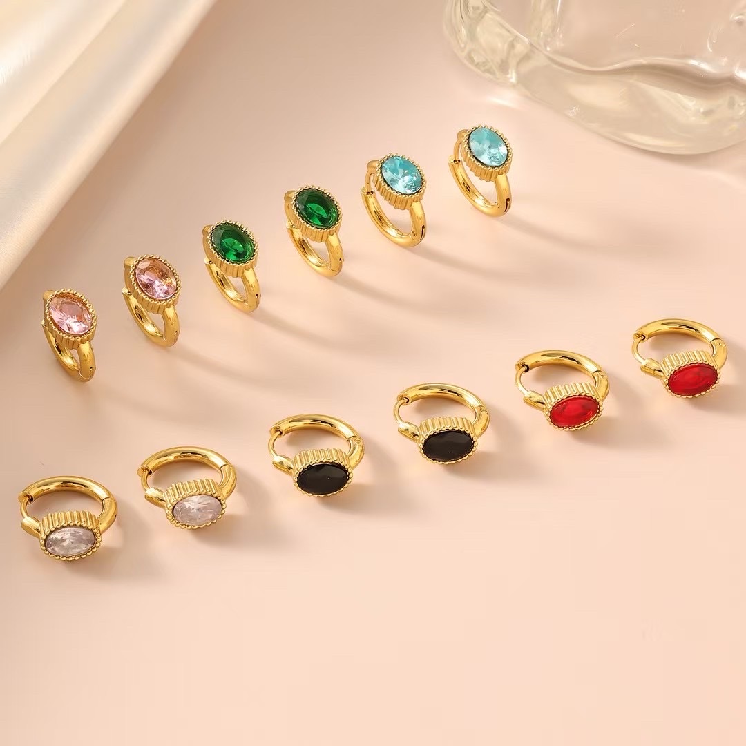 18k gold stainless steel ear buckle earring accessories, alloy ear plugs, fashionable earrings, simple and versatile women's accessories Specification image
