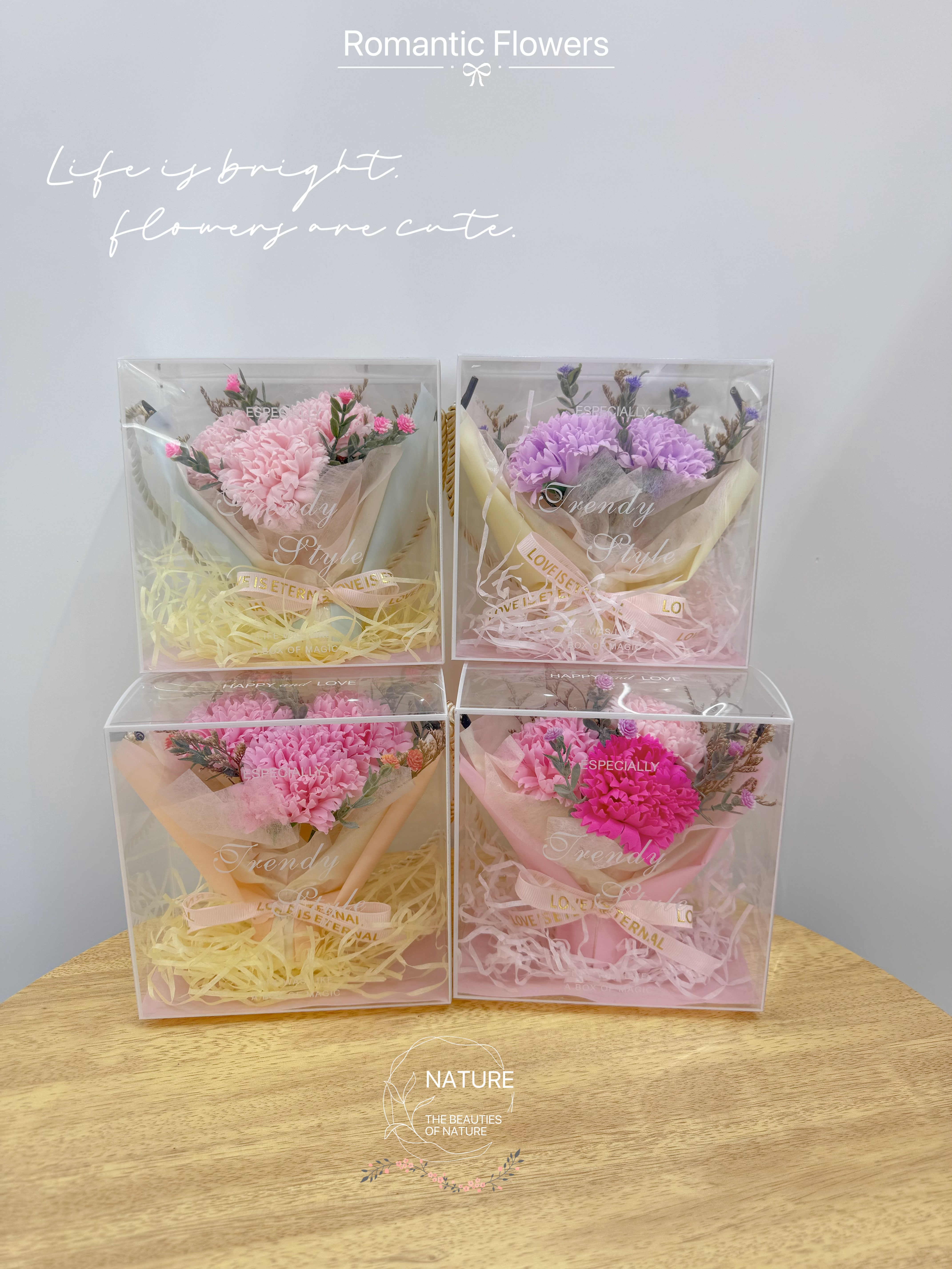 母亲节康乃馨礼品香皂花pvc礼盒/工厂店香皂花