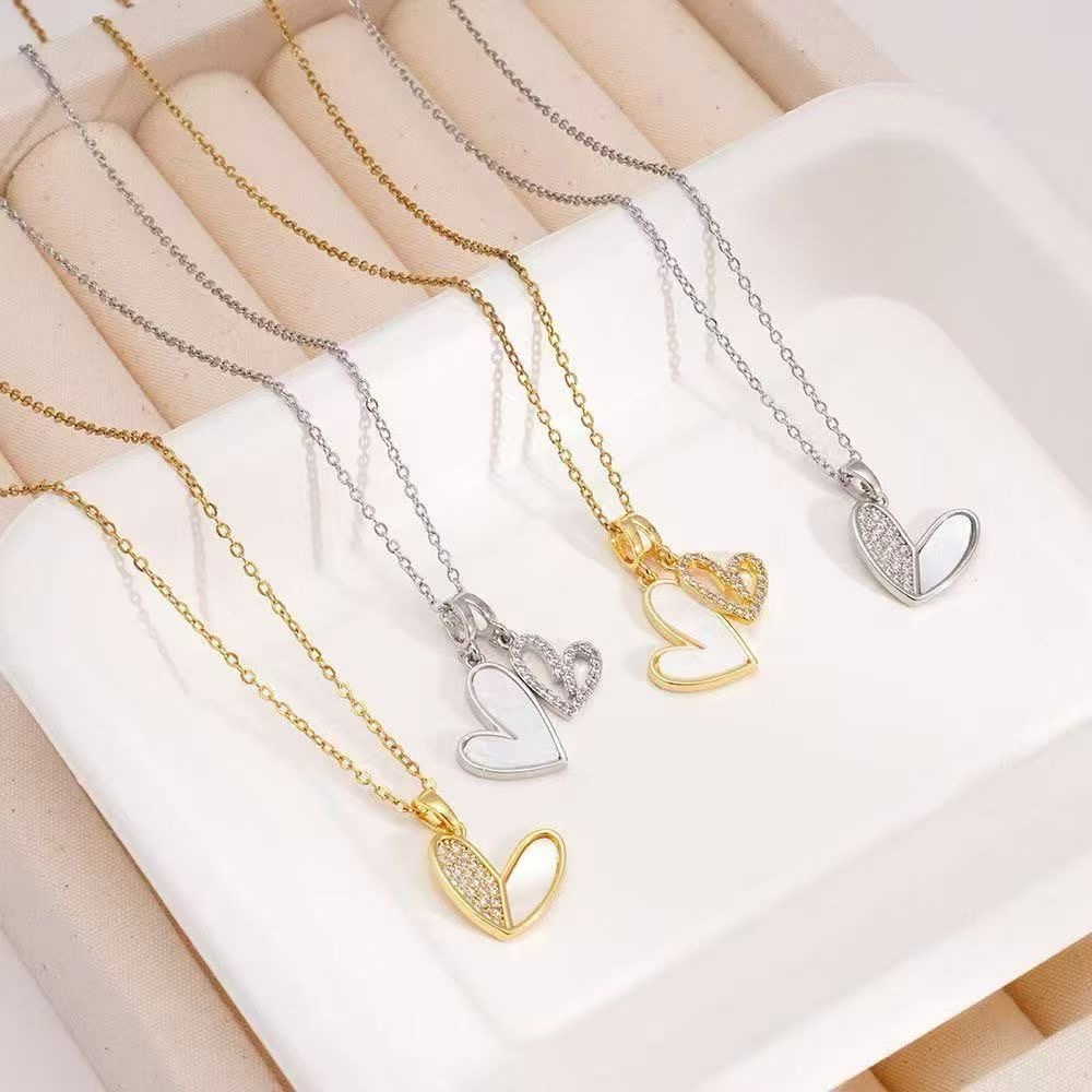 不锈钢18K金融项链可爱蝴蝶结月亮桃心项饰首饰项链项链礼物装饰品