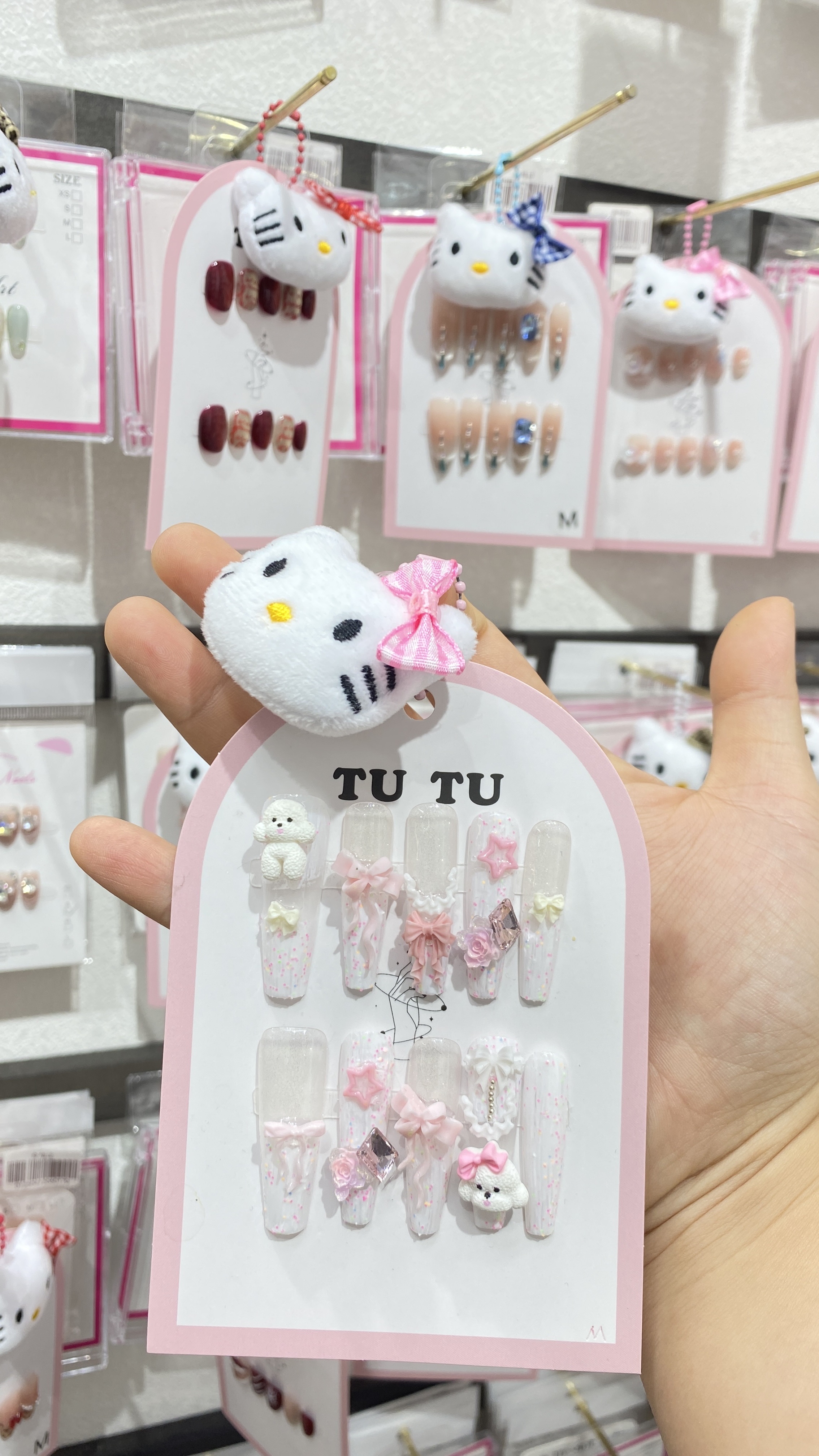 New nail art pieces that show white nails, cute dog nail art stickers, wearable nails, pure handcrafted wearable nail stickers